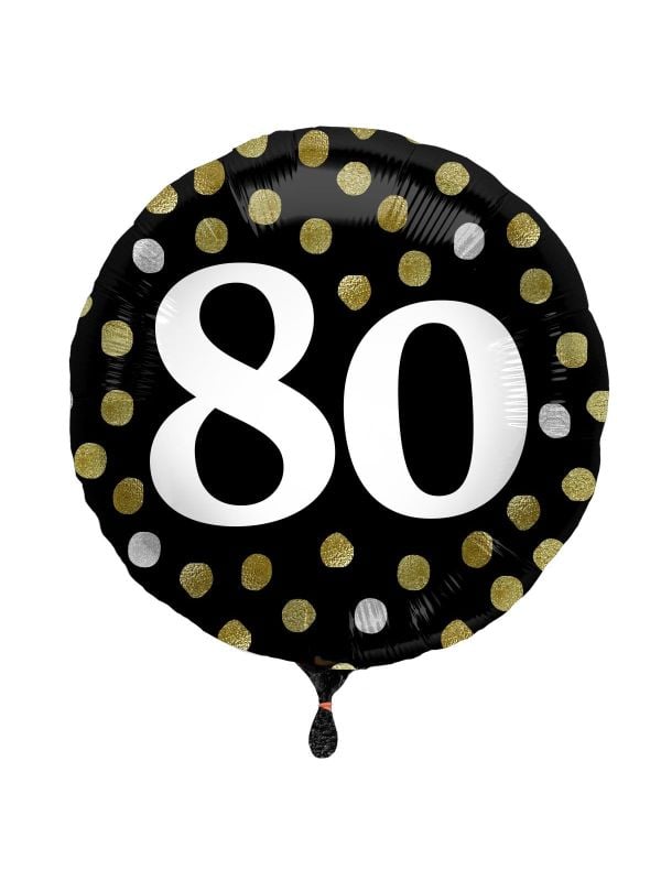 Glossy verjaardag 80 folieballon zwart