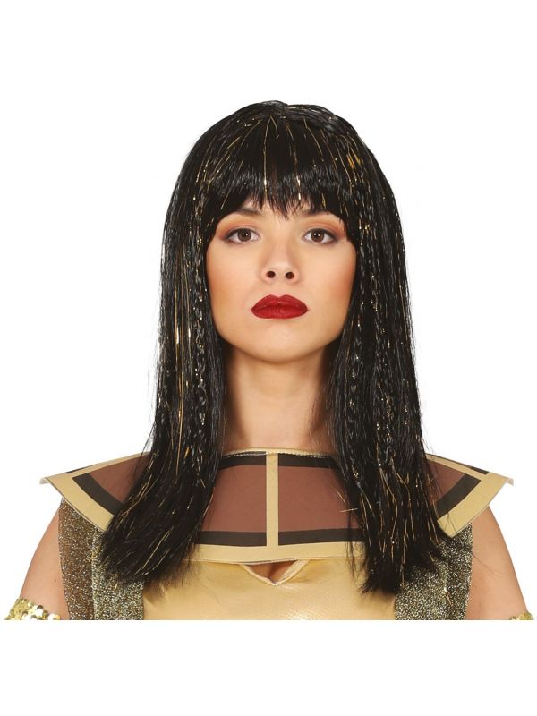 Goud zwarte Cleopatra pruik