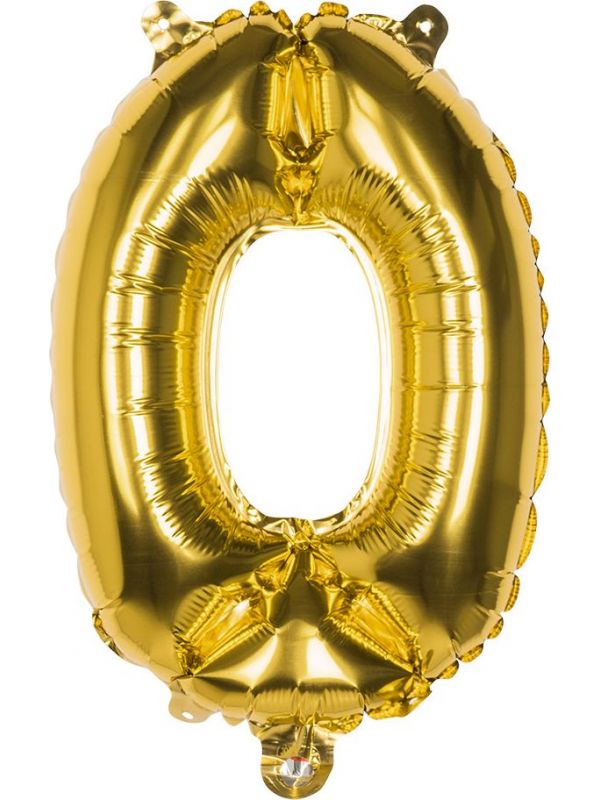 Gouden folieballon cijfer 0