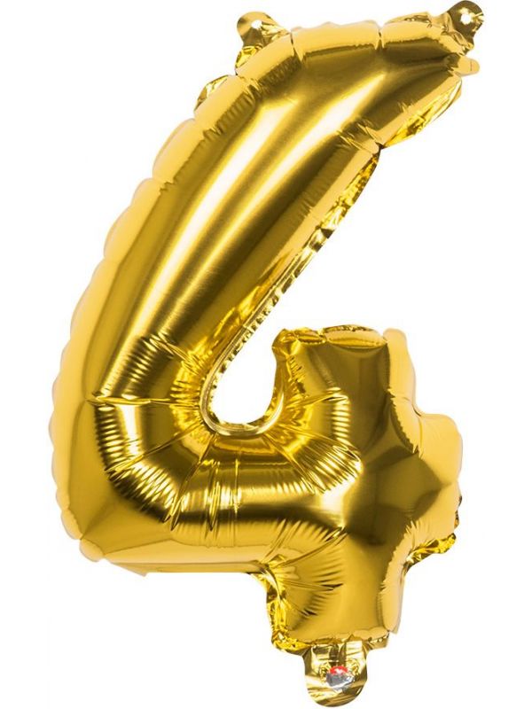 Gouden folieballon cijfer 4