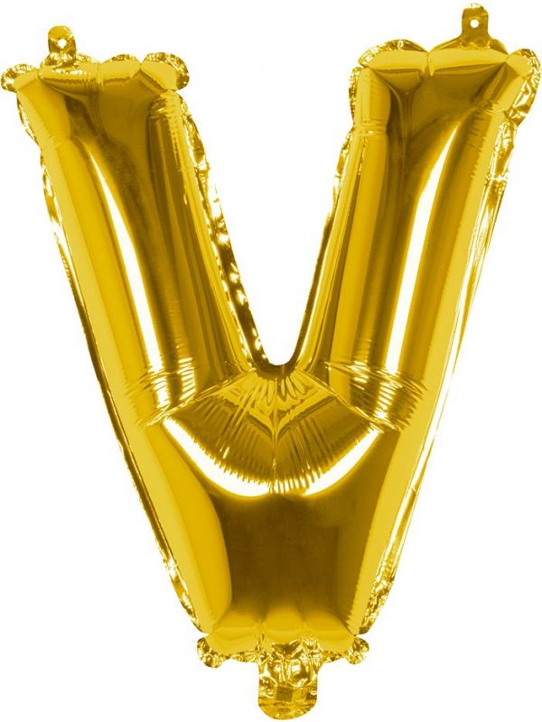 Gouden folieballon letter V