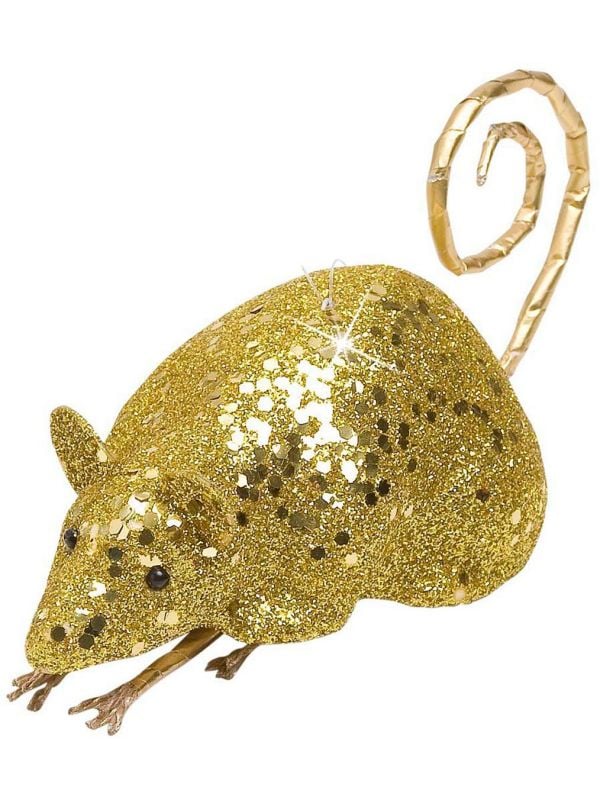Gouden glitter muis decoratie