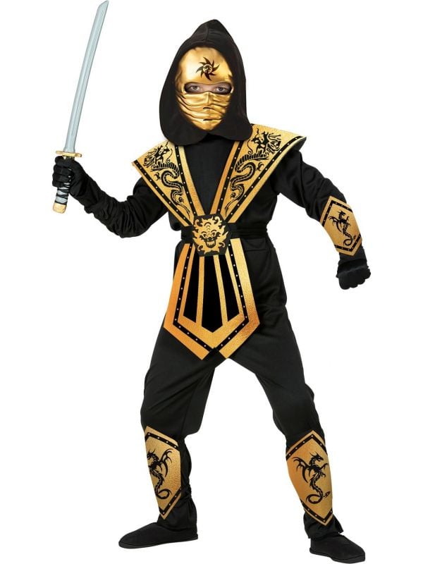 Gouden kombat ninja kostuum kind