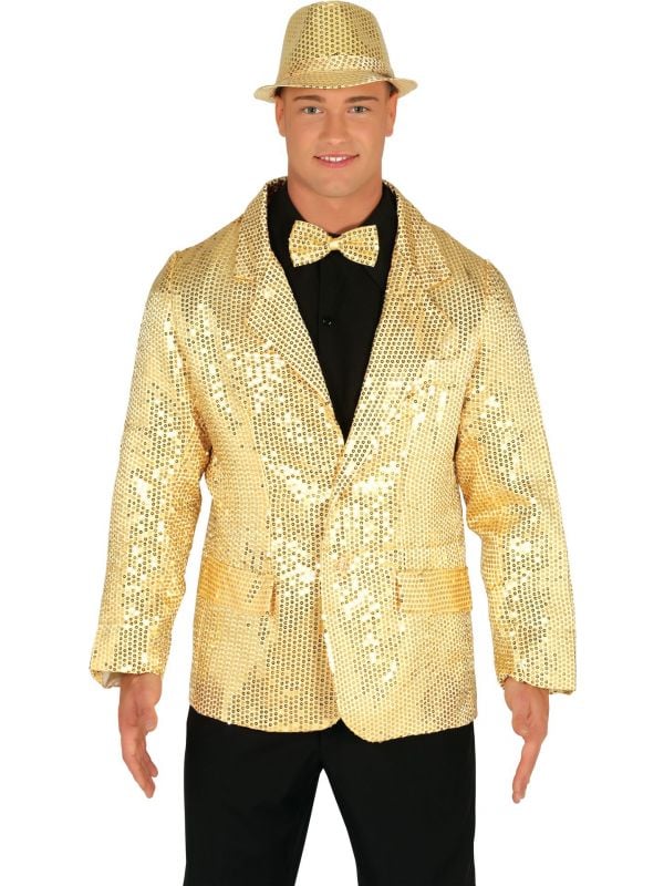 Gouden pailletten jas heren