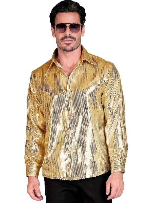 Gouden pailletten party blouse heren