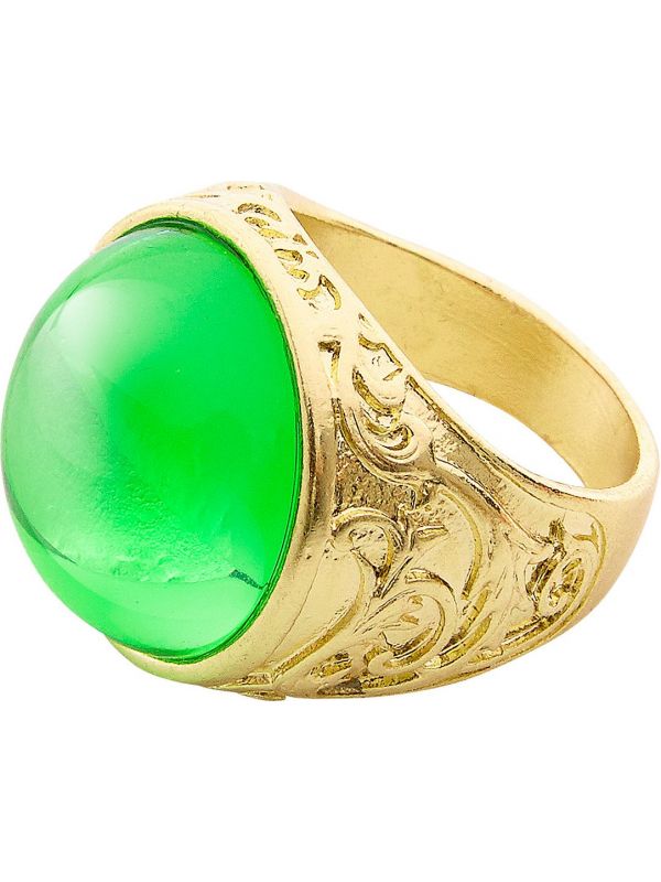 Gouden ring met groen juweel