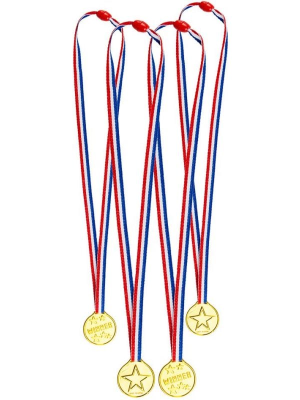 Gouden winnaar medailles 4 stuks kind