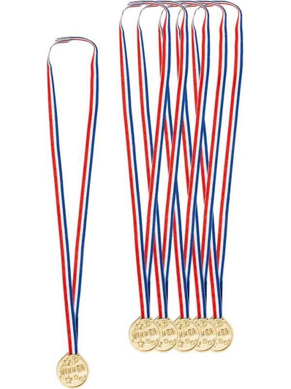 Gouden winnaar medailles 6 stuks