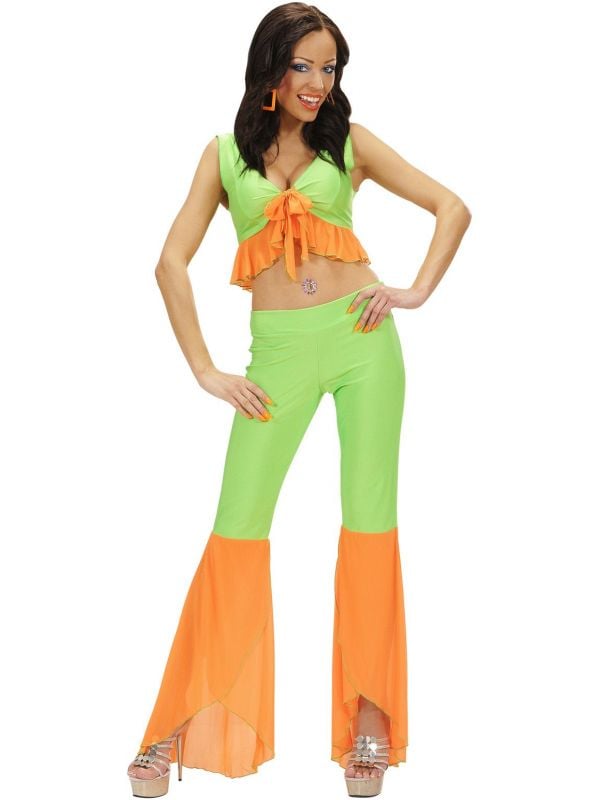 Groen-oranje samba top en broek