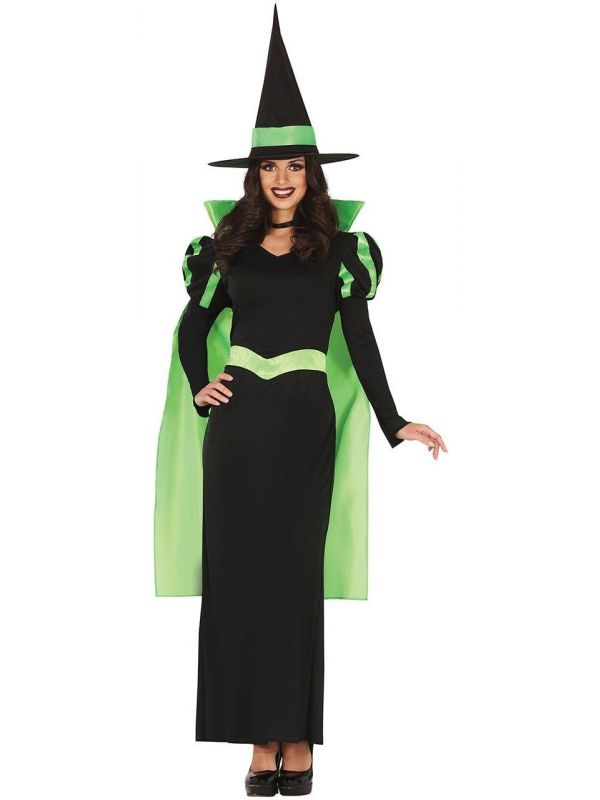 Groen zwarte heks kostuum dames
