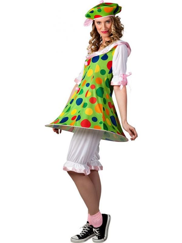 Groene clown Fiesta kostuum dames