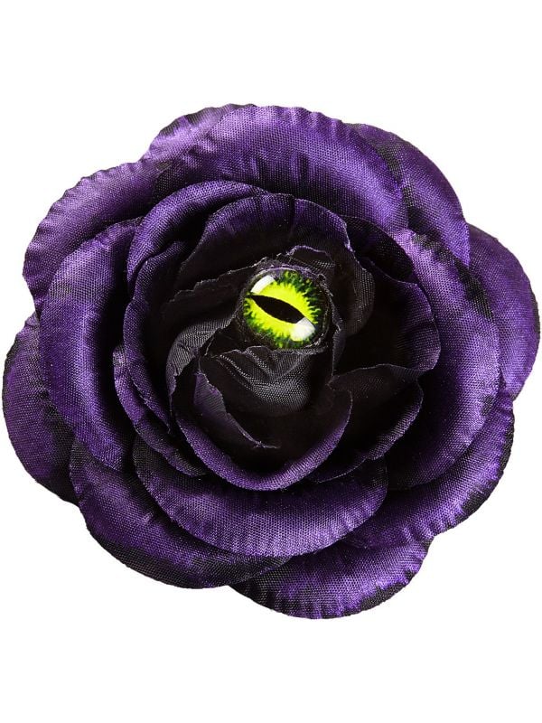 Haarclip bloem paars met oog