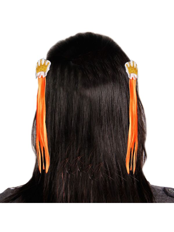 Haarclippen oranje met kroontje