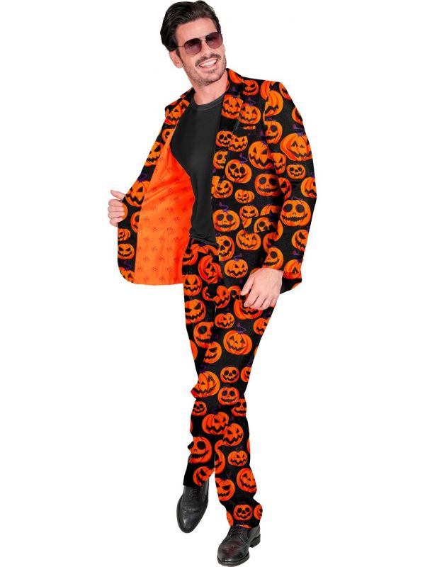 Halloween oranje pompoen kostuum heren