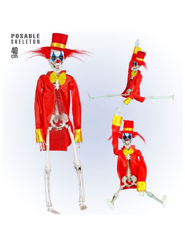 Halloween poseerbare clown skelet 40cm