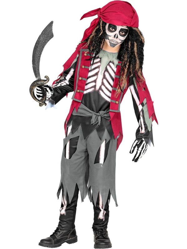 Halloween skelet zeerover kostuum kind
