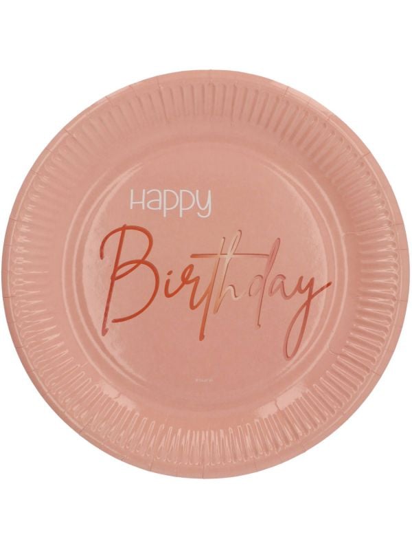 Happy Birthday elegant wegwerp bordjes roze