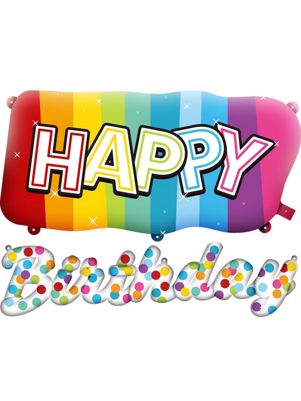 Happy Birthday rainbow folieballon 2 stuks