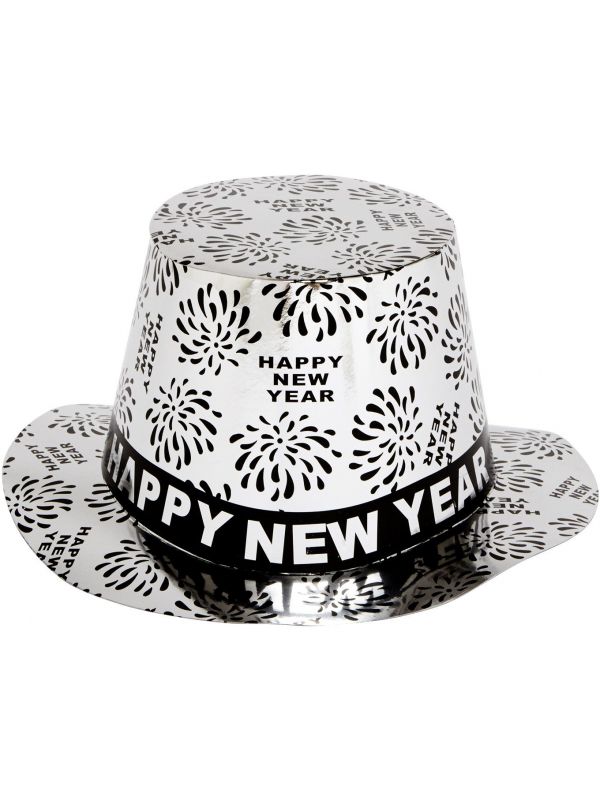 Happy New Year hoge hoed zilver