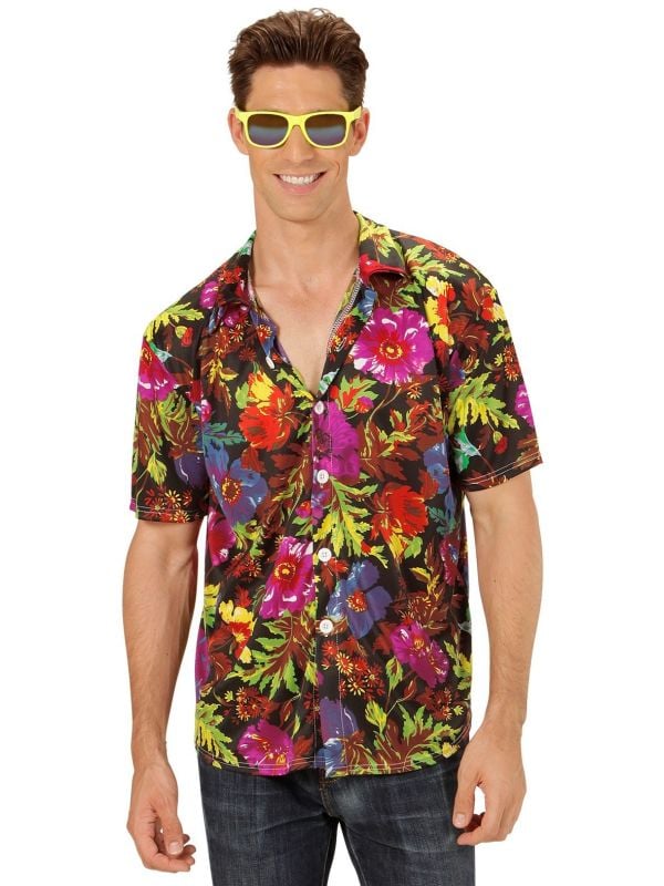 Hibiscus hawaii shirt zwart