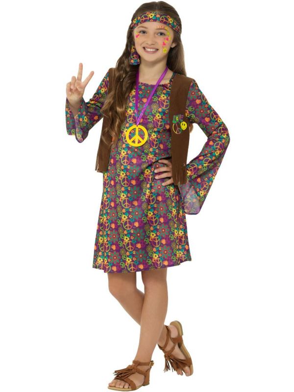 Hippie flower power jurkje meisjes