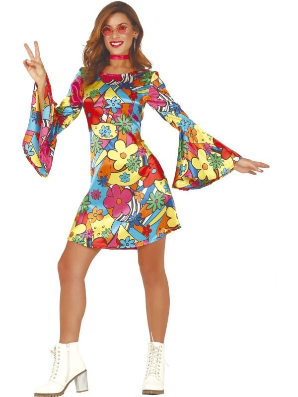 Hippie jurk met wijde mouwen
