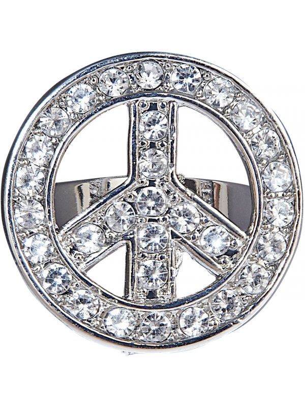 Hippie ring zilver peace
