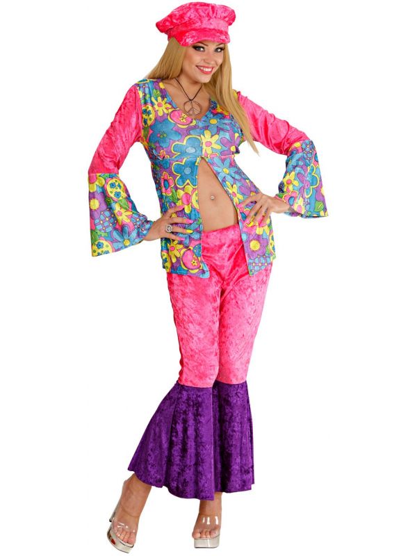 Hippie vrouw fluweel roze