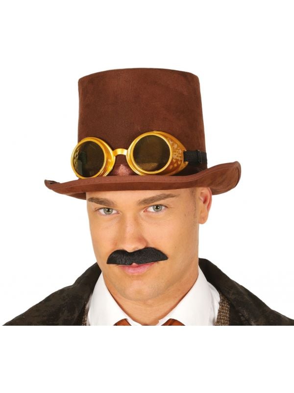 Hoge Steampunk hoed met bril
