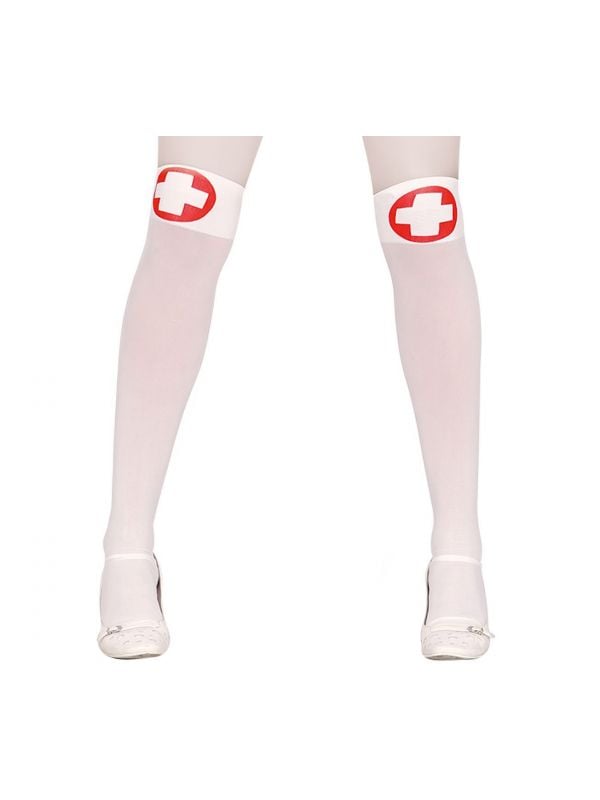 Hoge verpleegster sokken met rood kruis