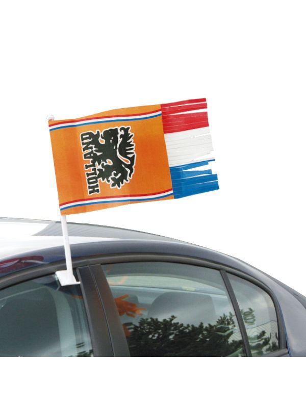 Holland supporter autovlag met franjes