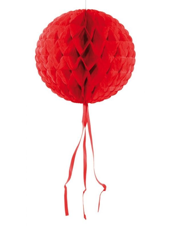 Honingraat bol versiering rood 30cm