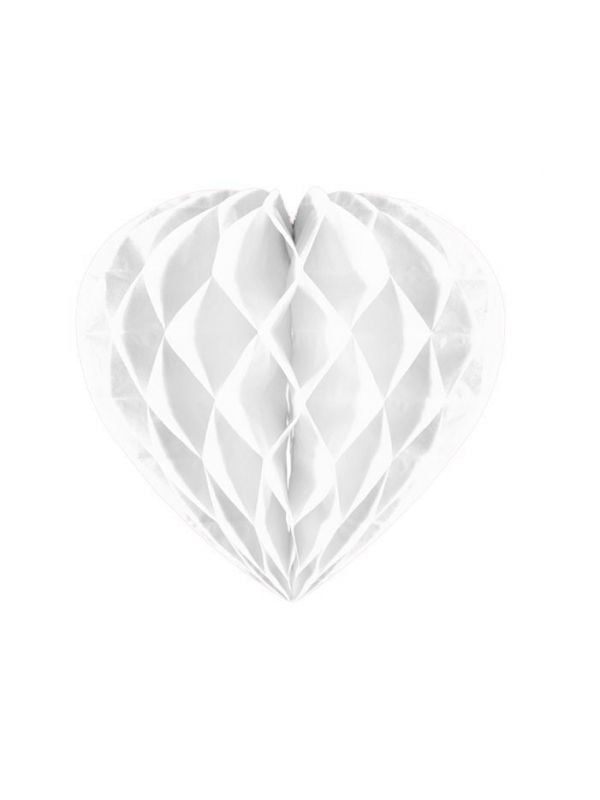 Honingraat hartvorm versiering wit 30cm