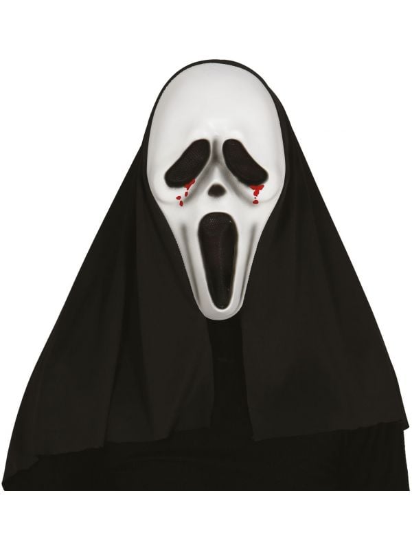 Horror Scream masker met kap