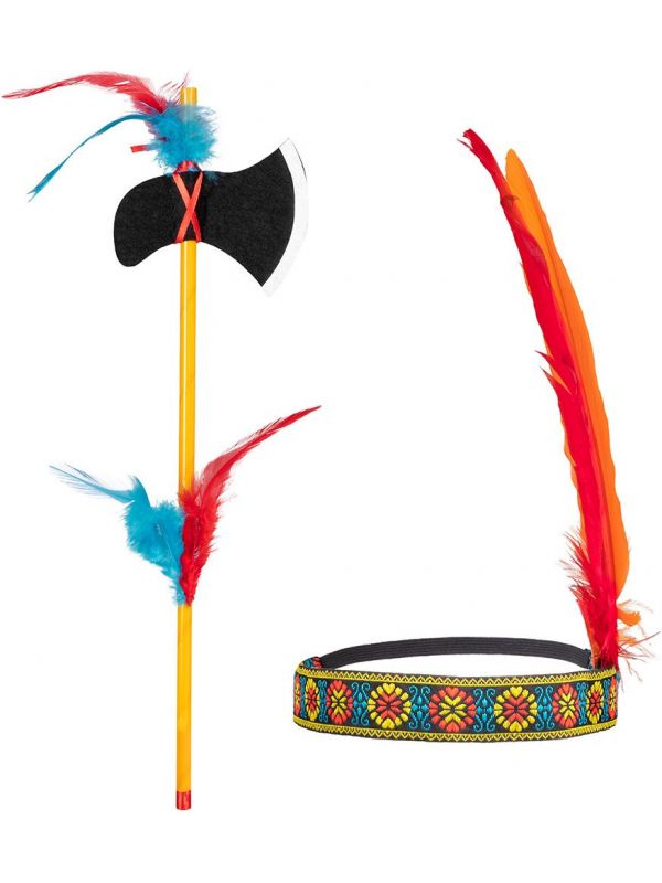 Indiaan hoofdband met tomahawk