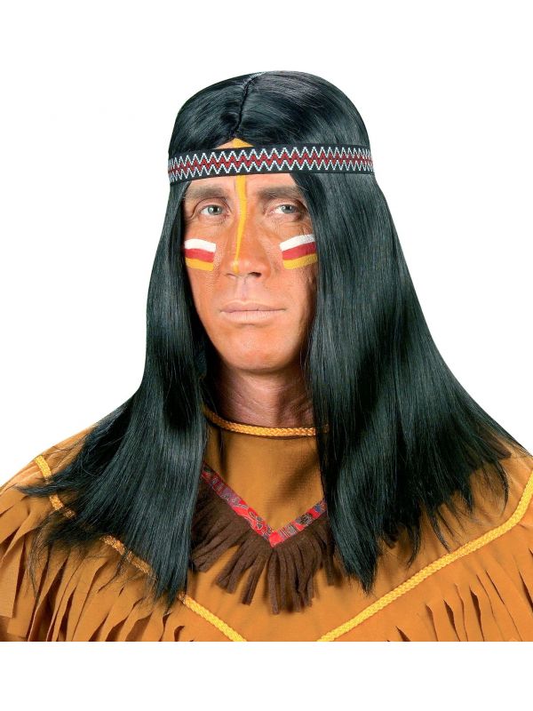 Indianen pruik met hoofdband