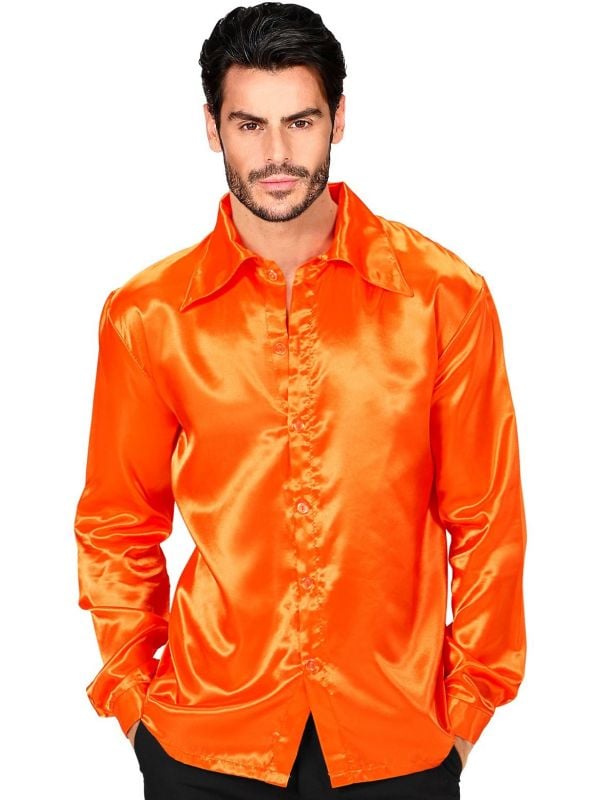 Jaren 70 disco shirt oranje