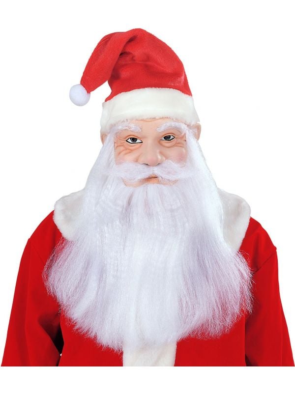 Kerstman masker met muts, pruik, baard en snor
