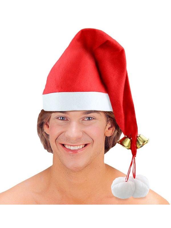 Kerstman muts met jingle bells