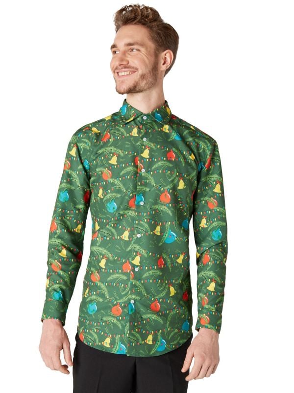 Kerstmis groene bomen Blouse heren