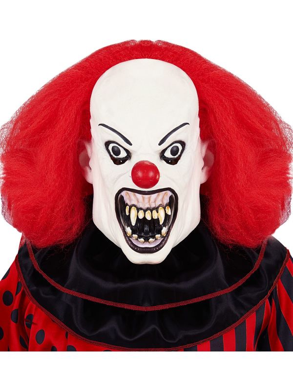 Killer clown masker met rode pruik