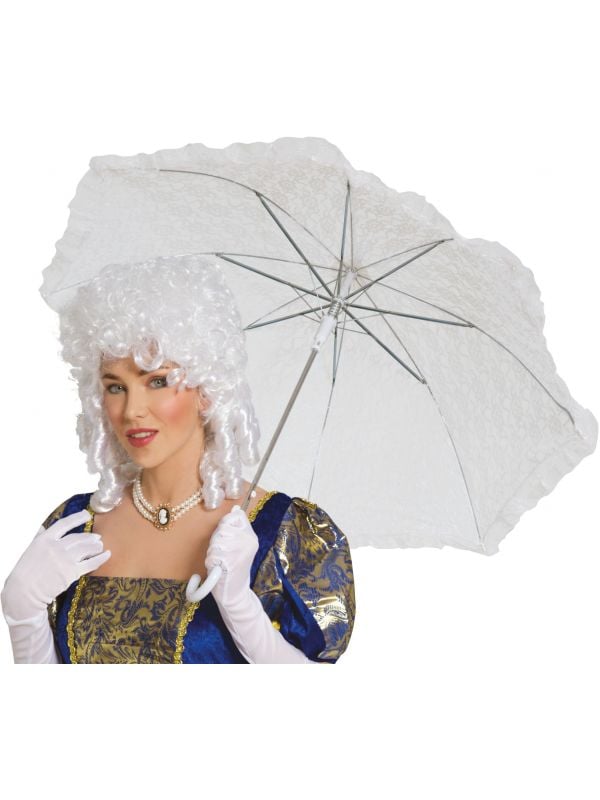 Klassieke kanten paraplu wit