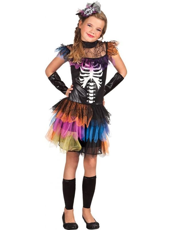 Kleurrijk skelet jurkje meisjes