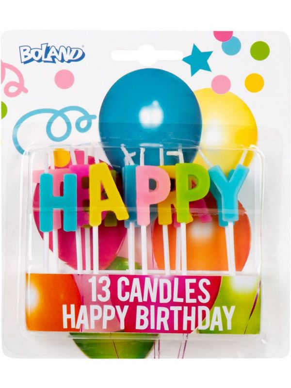 Kleurrijke happy Birthday taart kaarsjes