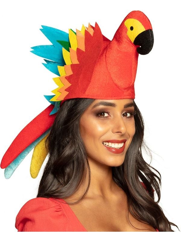 Kleurrijke pluche papegaai hoed