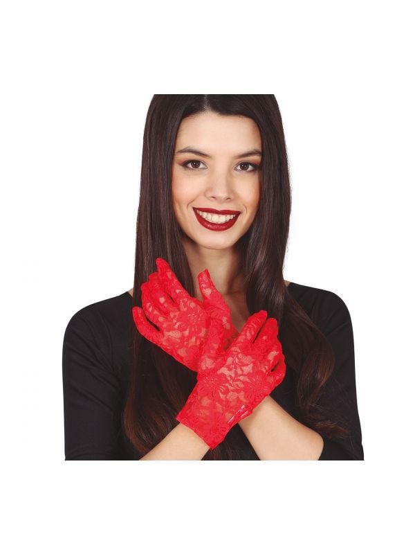 Korte kanten rode handschoenen