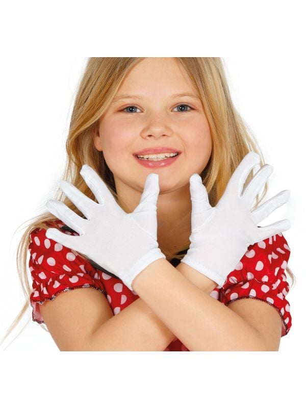 Korte witte handschoenen kind