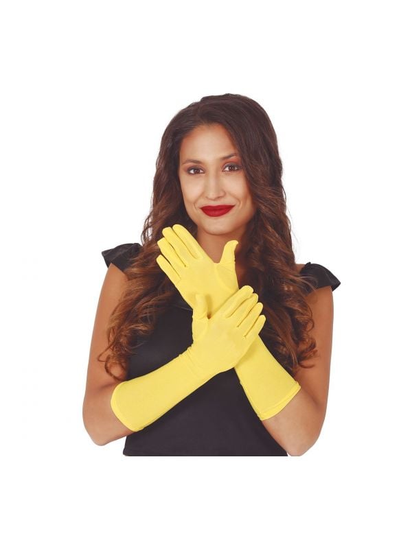 Lange gele basic handschoenen