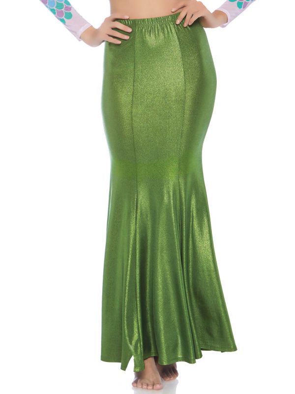 Lange groene zeemeermin rok