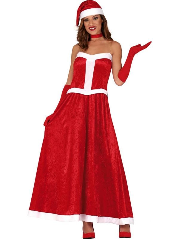 Lange kerst jurk dames rood